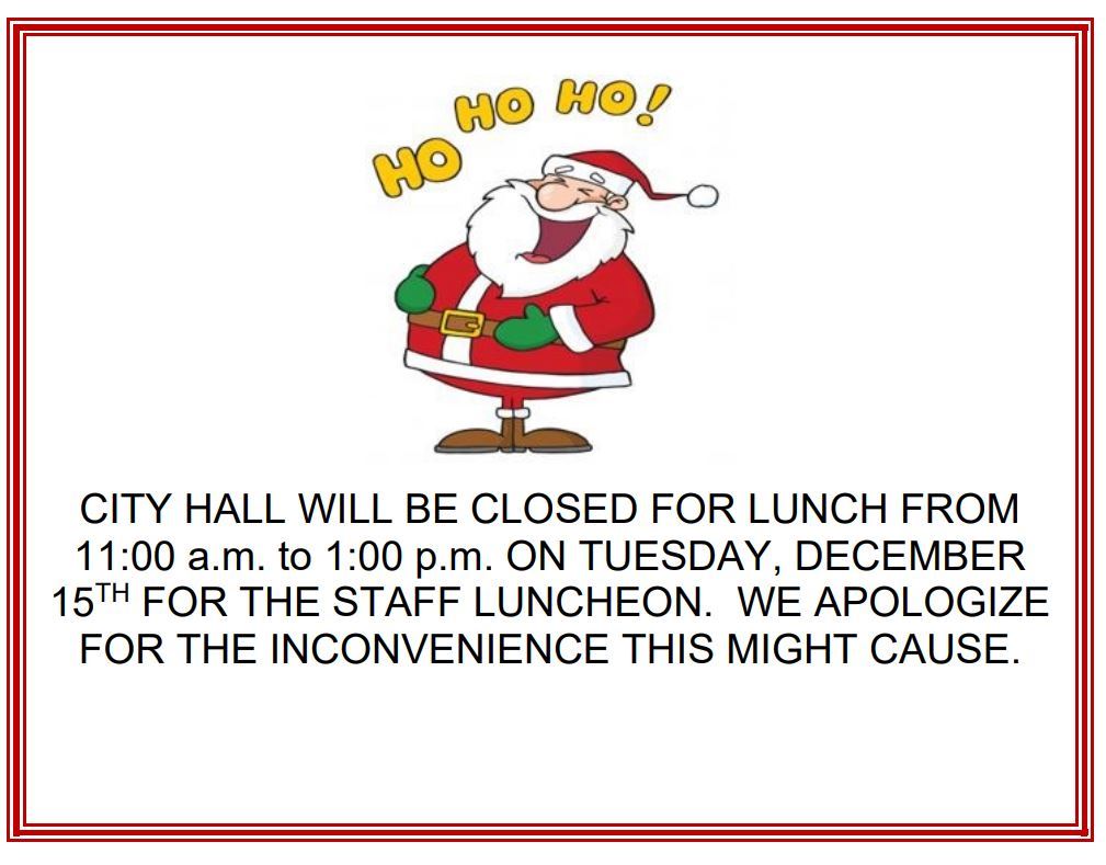 Lunch Closure 12-15-2020
