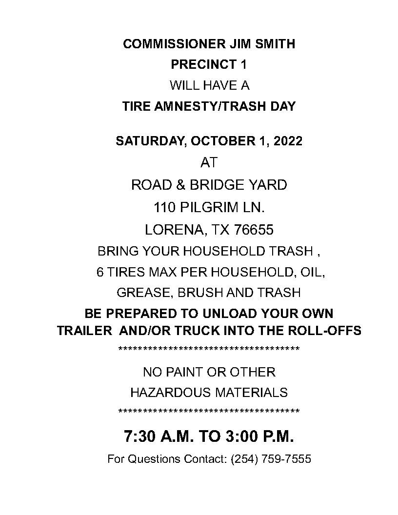 Tire Amnesty Sign - 2022- October 1